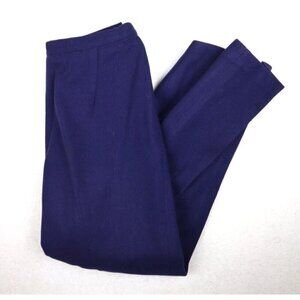 VINTAGE WOMEN'S DARK NAVY BLUE WOOL DRESS PANTS - FULLY LINED - WARDROBE MAKER